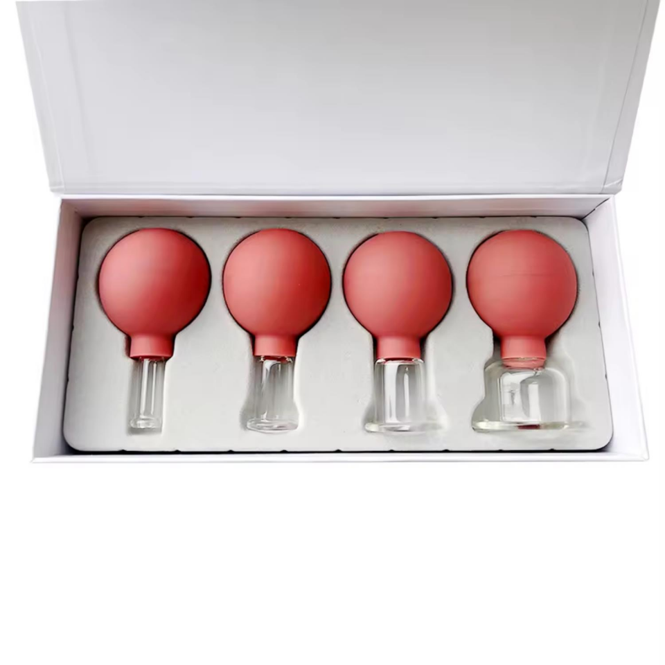 Mika Silikon Vakumlu Yüz Masaj Kupası 4'lü Set Kırmızı Renk