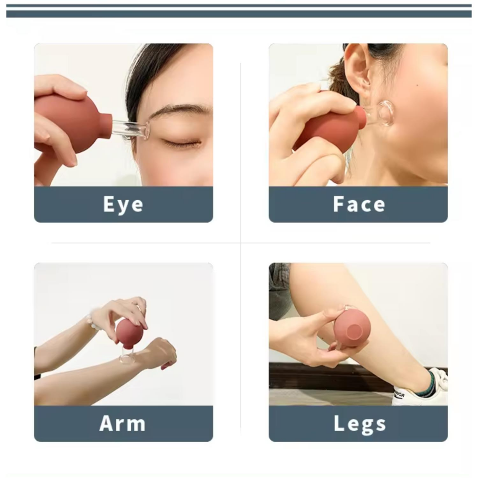 Mika Silikon Vakumlu Yüz Masaj Kupası 4'lü Set Kırmızı Renk