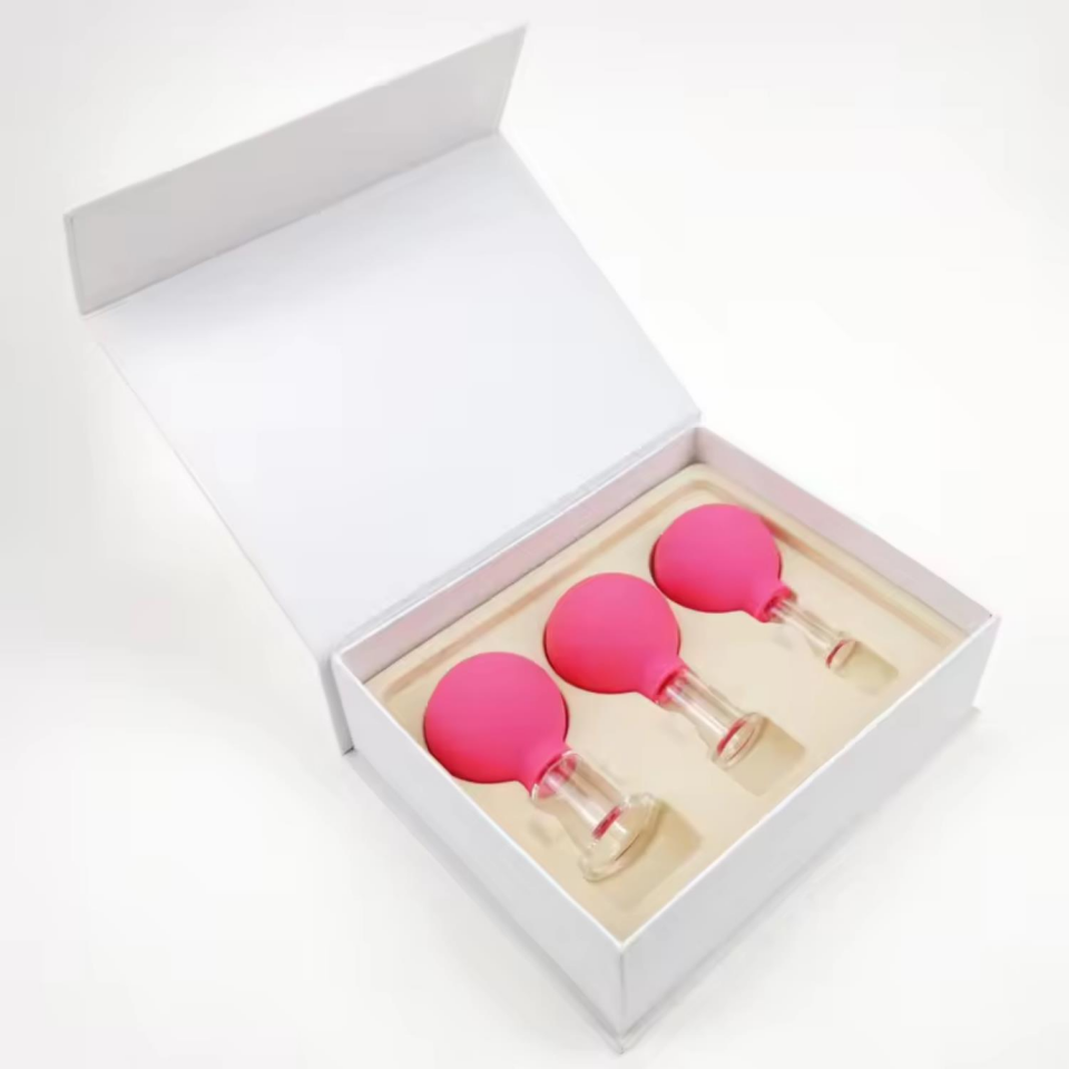 Mika Silikon Vakumlu Yüz Masaj Kupası 3'lü Set Gül Pembe Renk