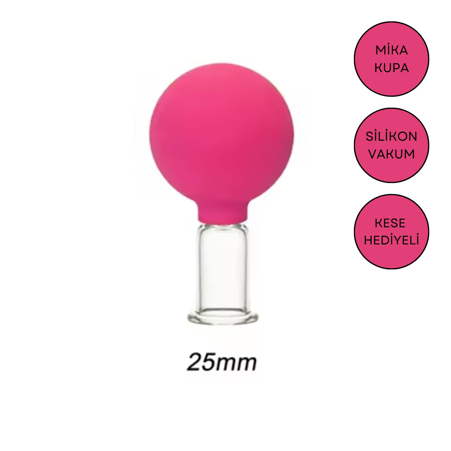 Mika Silikon Vakumlu Yüz ve Boyun İçin Masaj Kupası No:2 Gül Pembe Renk