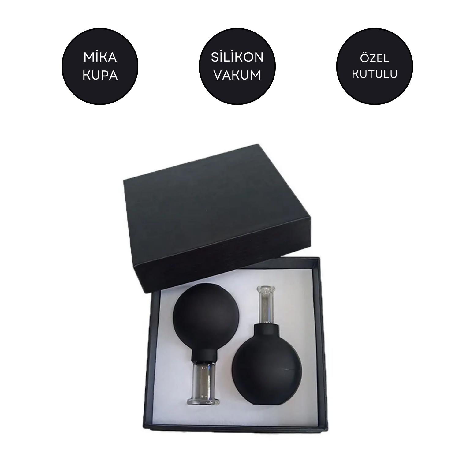 Mika Silikon Vakumlu Yüz Masaj Kupası 2'li Set Siyah Renk