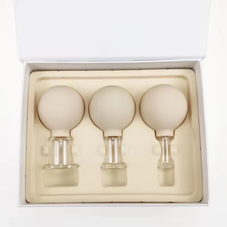 Mika Silikon Vakumlu Yüz Masaj Kupası 3'lü Set Bej Renk