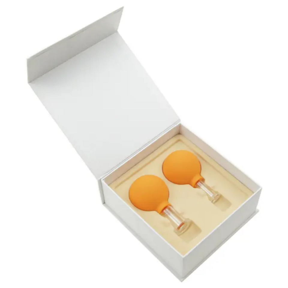 Mika Silikon Vakumlu Yüz Masaj Kupası 2'li Set Turuncu Renk