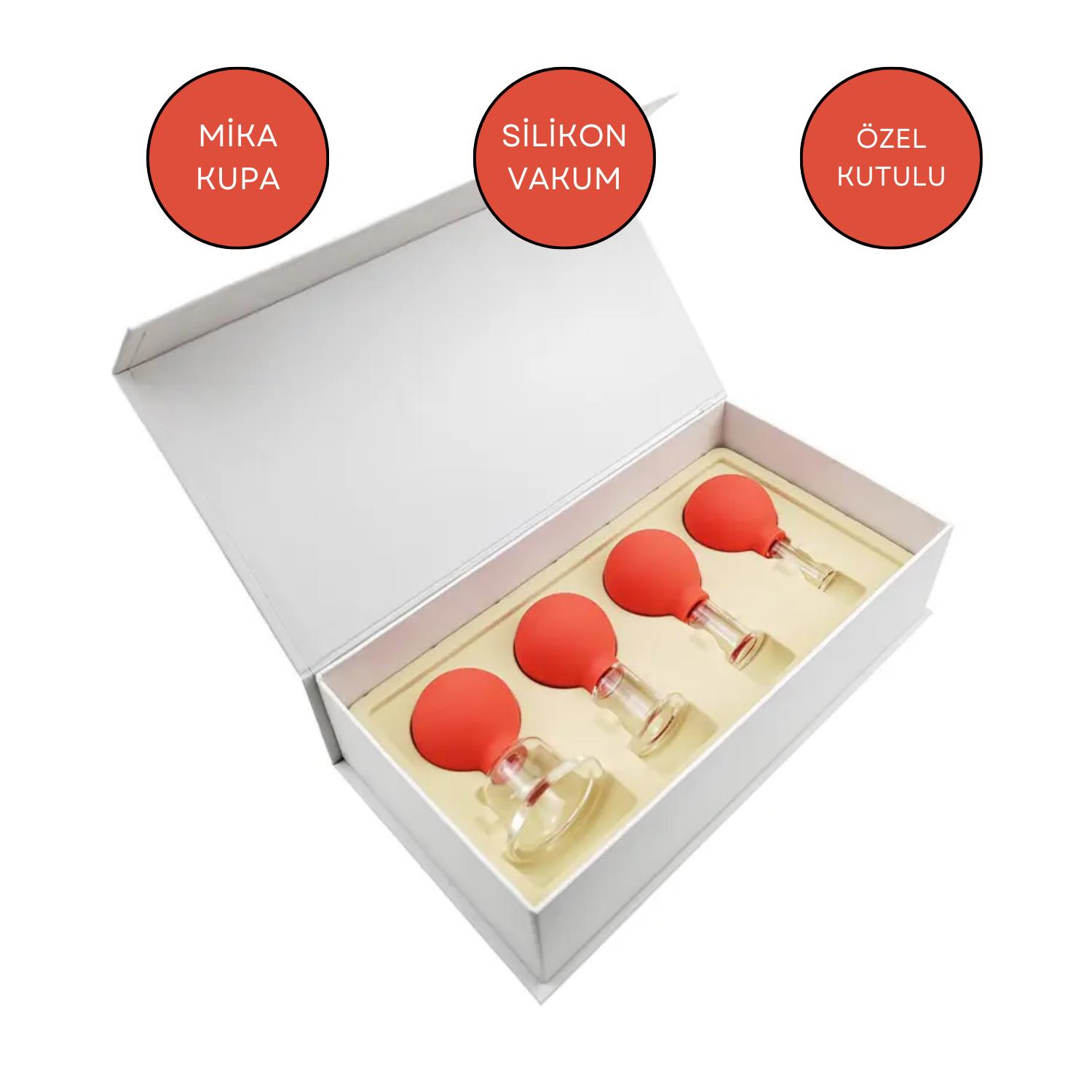 Mika Silikon Vakumlu Yüz Masaj Kupası 4'lü Set Turuncu Renk