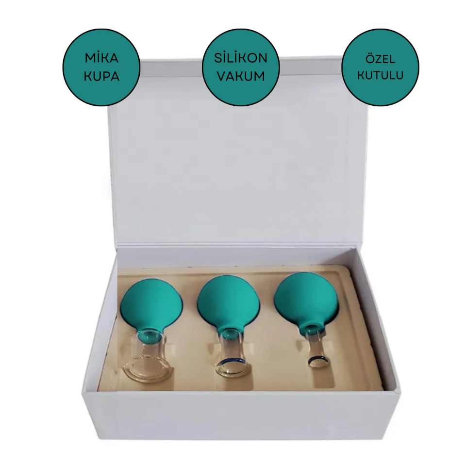 Mika Silikon Vakumlu Yüz Masaj Kupası 3'lü Set Yeşil Renk