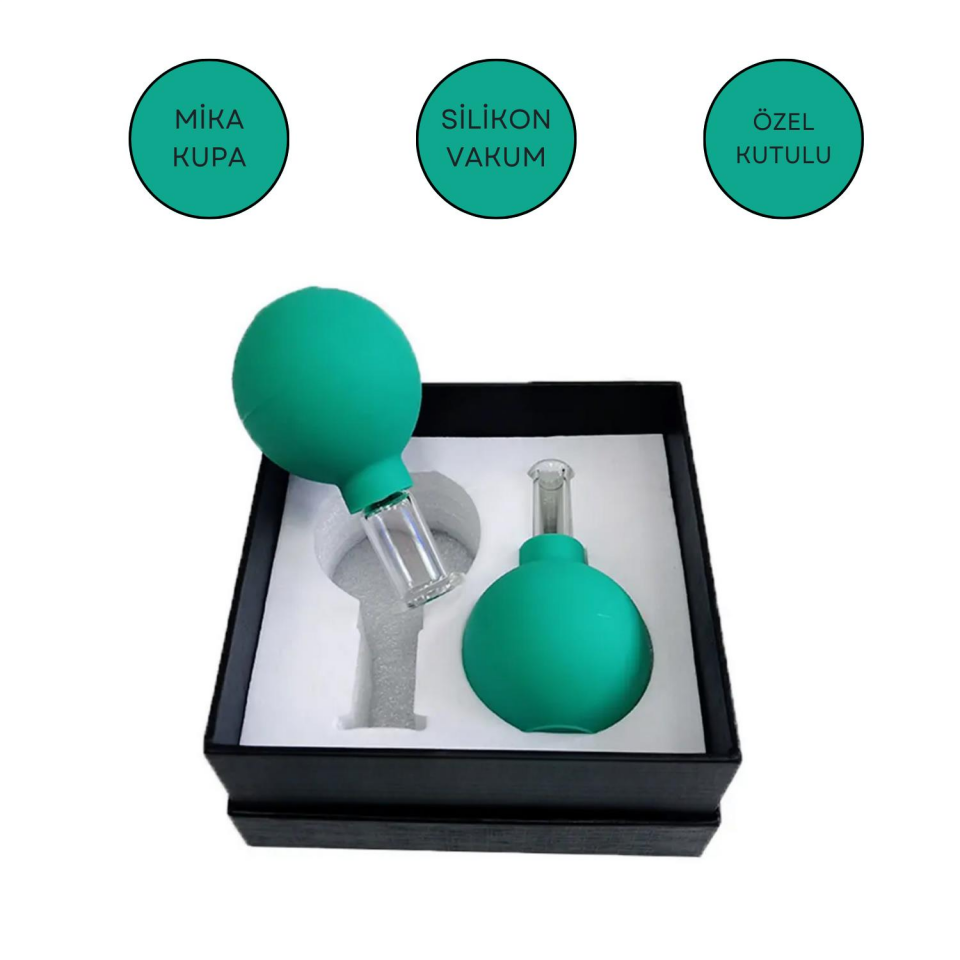 Mika Silikon Vakumlu Yüz Masaj Kupası 2'li Set Yeşil Renk