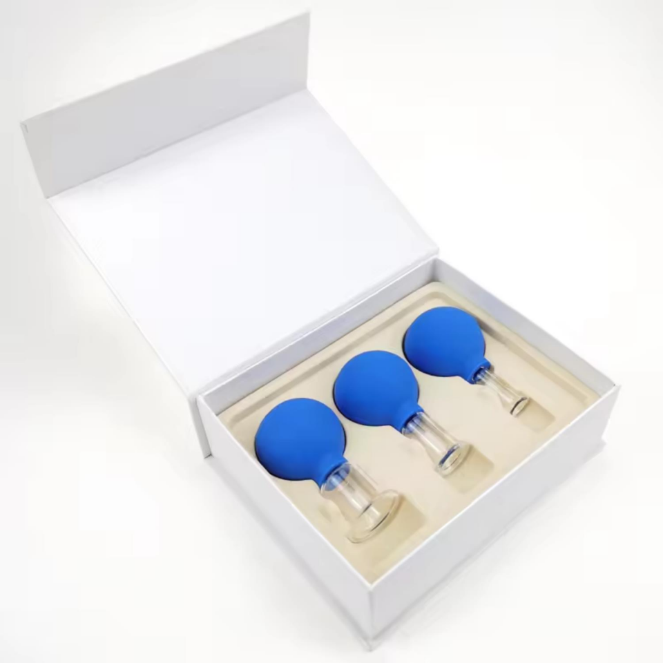 Mika Silikon Vakumlu Yüz Masaj Kupası 3'lü Set Mavi Renk