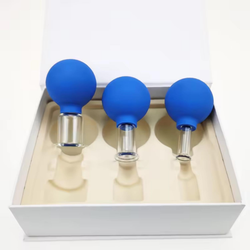 Mika Silikon Vakumlu Yüz Masaj Kupası 3'lü Set Mavi Renk