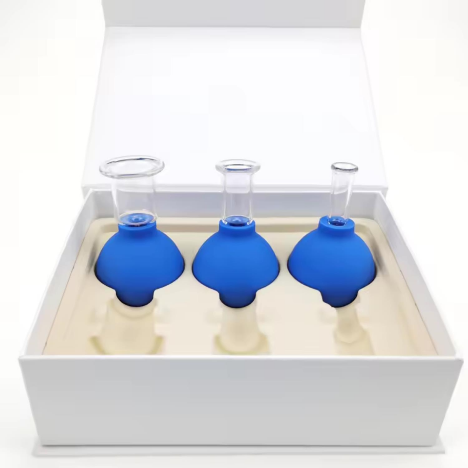 Mika Silikon Vakumlu Yüz Masaj Kupası 3'lü Set Mavi Renk