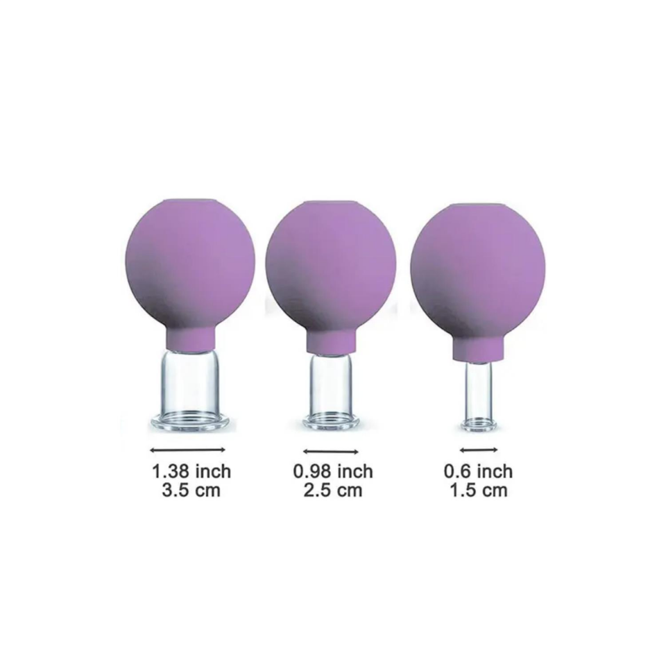 Mika Silikon Vakumlu Yüz Masaj Kupası 3'lü Set Mor Renk