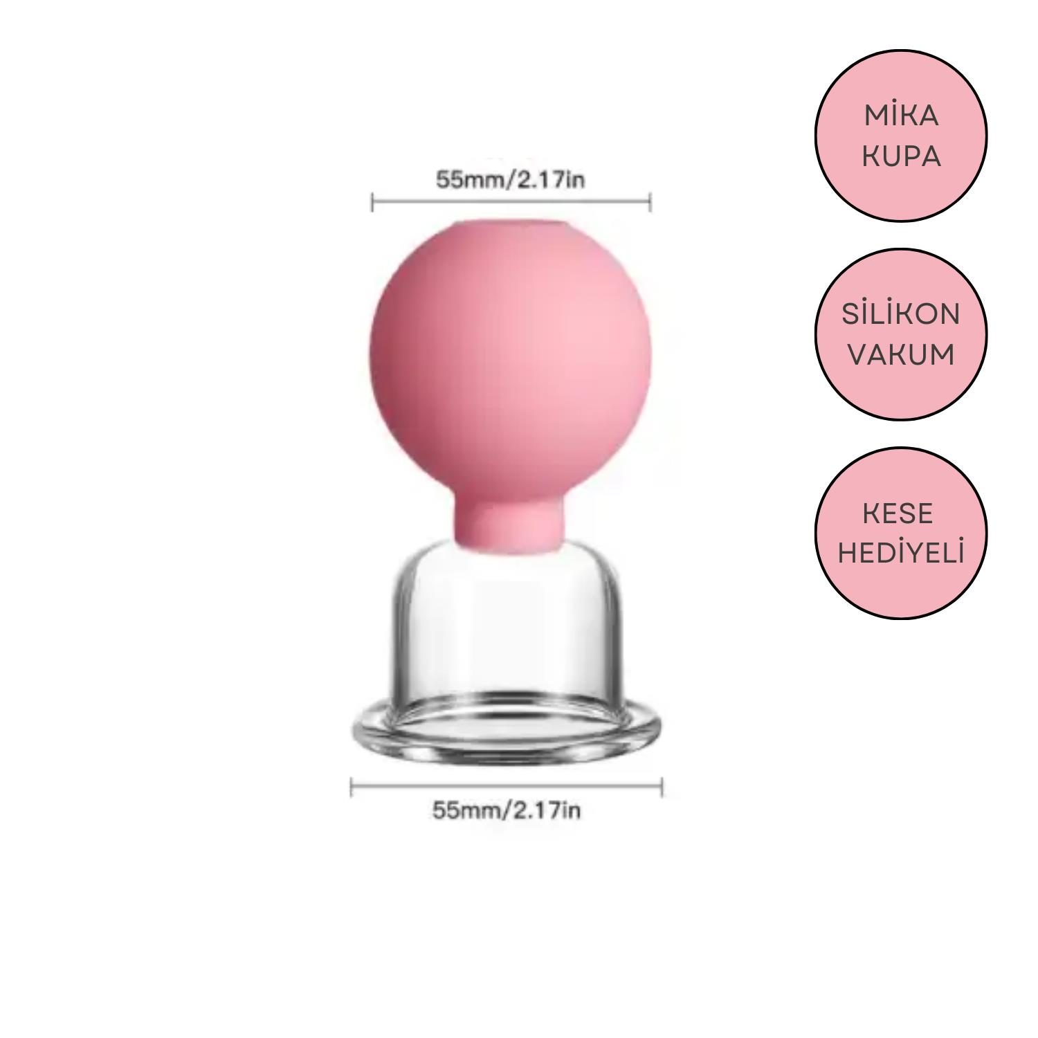 Mika Silikon Vakumlu Boyun Bölgesi Kullanım İçin Masaj Kupası No:4  Pembe Renk