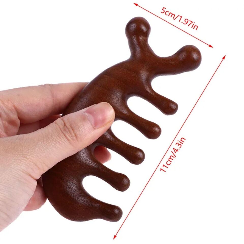 Ahşap Sandal Ağacı Gugu Masaj Yüz Masaj Gua Sha Saç Tarağı Model 3