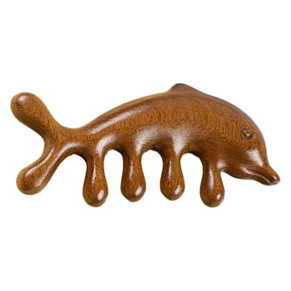 Ahşap Sandal Ağacı Gugu Masaj Yüz Masaj Gua Sha Saç Tarağı Model 5