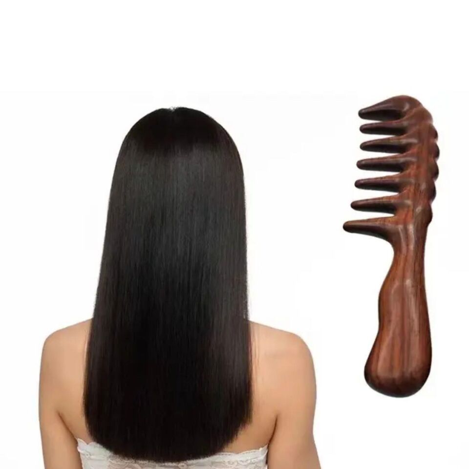 Ahşap Sandal Ağacı Gugu Masaj Yüz Masaj Gua Sha Saç Tarağı Model 6