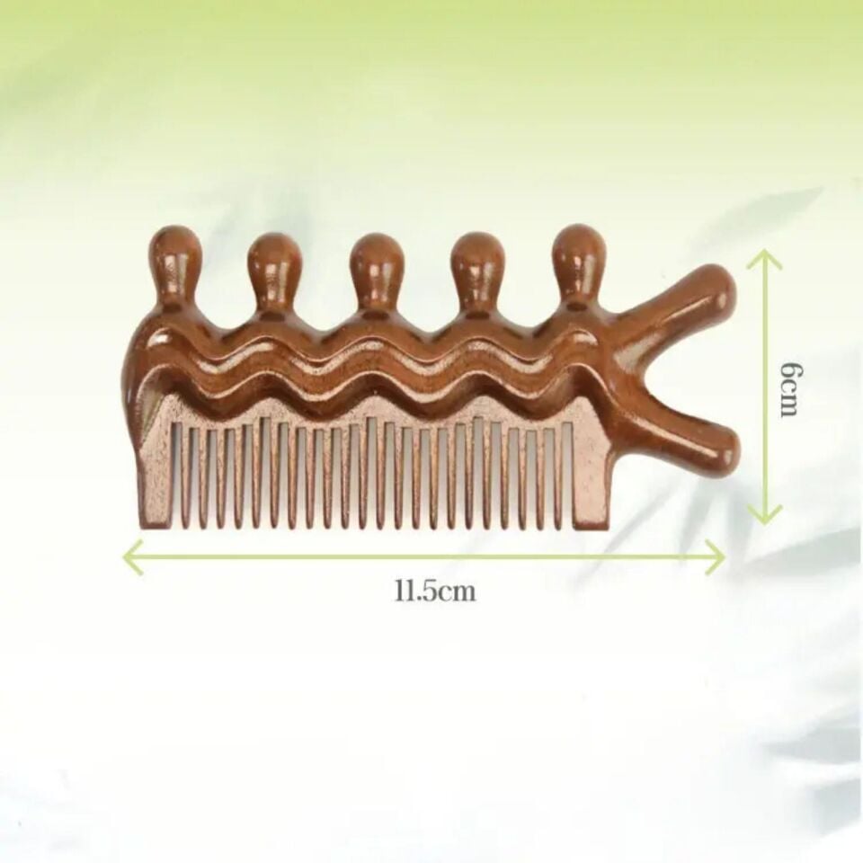Ahşap Sandal Ağacı Gugu Masaj Yüz Masaj Gua Sha Saç Tarağı Model 7