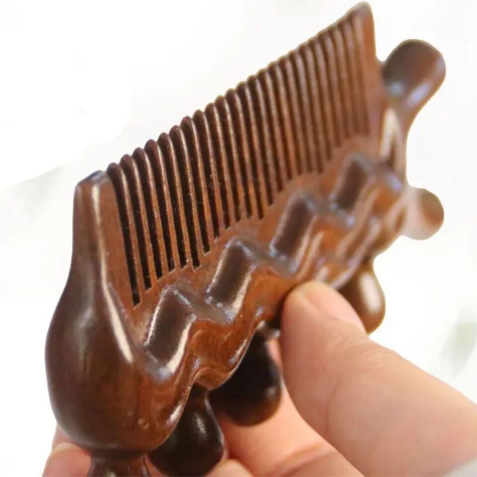 Ahşap Sandal Ağacı Gugu Masaj Yüz Masaj Gua Sha Saç Tarağı Model 7