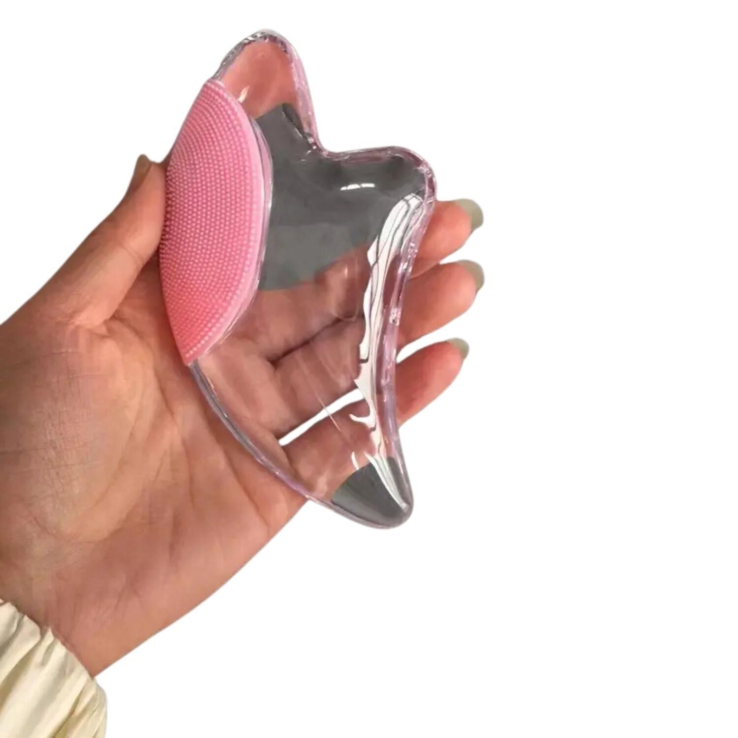 Guasha Masaj Aparatı Kristal Yüz Temizleme ve Gua Sha Masaj Aparatı Pembe Renk