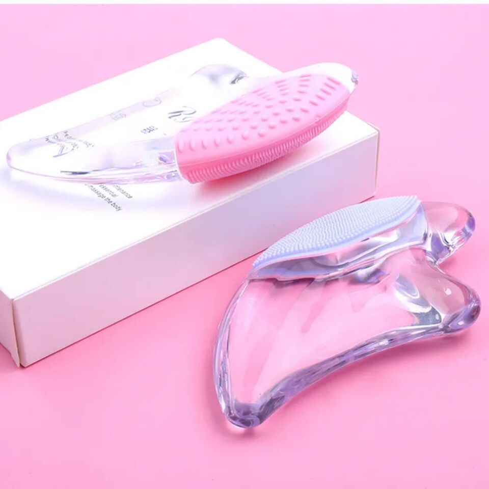 Guasha Masaj Aparatı Kristal Yüz Temizleme ve Gua Sha Masaj Aparatı Pembe Renk