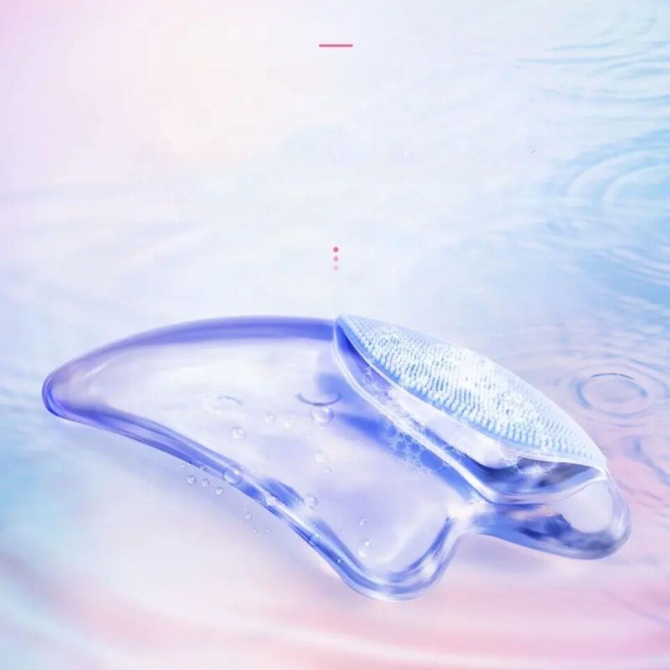 Guasha Masaj Aparatı Kristal Yüz Temizleme ve Gua Sha Masaj Aparatı Mavi Renk