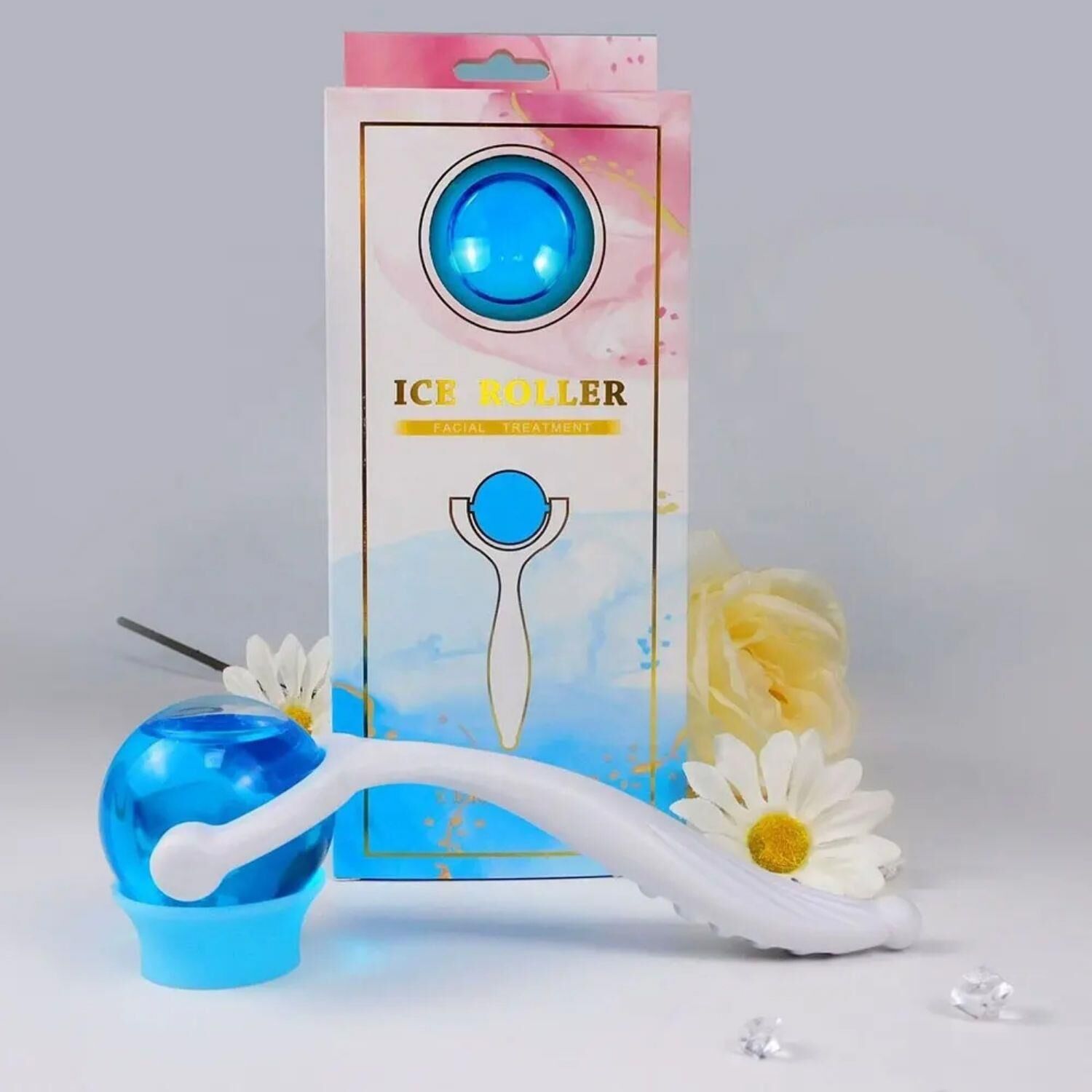 Face Yoga İce Roller Sıcak ve Soğuk Gua Sha Yüz Masaj Silindiri Mavi Renk