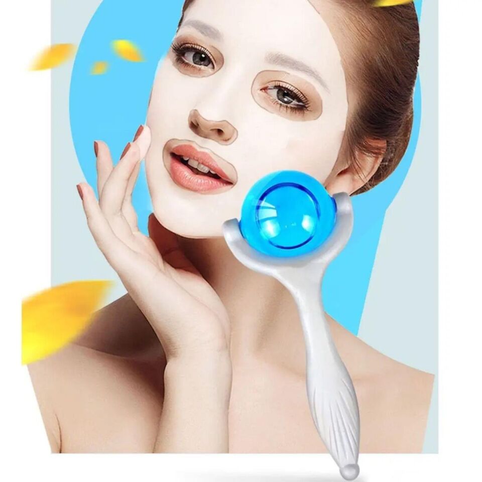 Face Yoga İce Roller Sıcak ve Soğuk Gua Sha Yüz Masaj Silindiri Mavi Renk