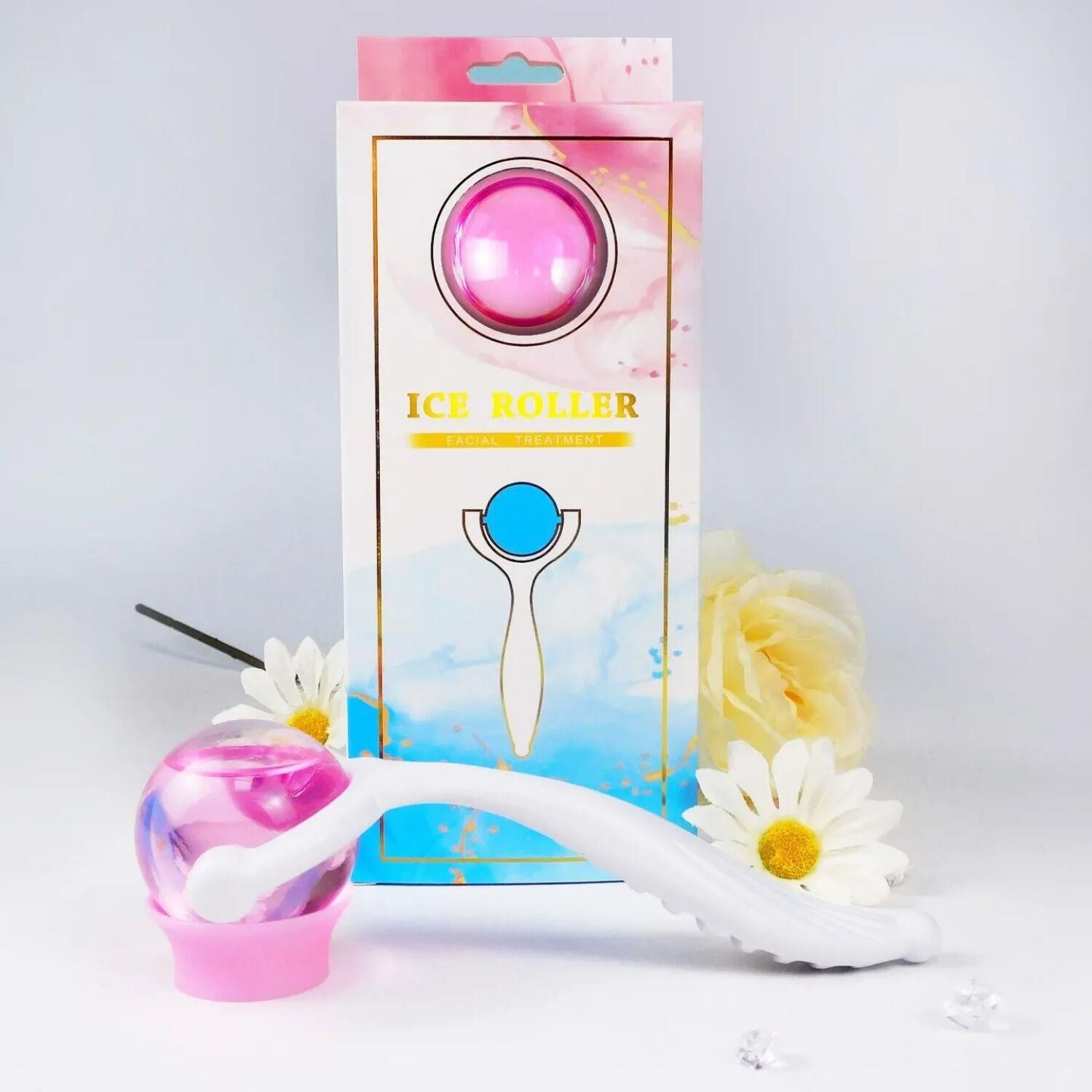 Face Yoga İce Roller Sıcak ve Soğuk Gua Sha Yüz Masaj Silindiri Pembe Renk