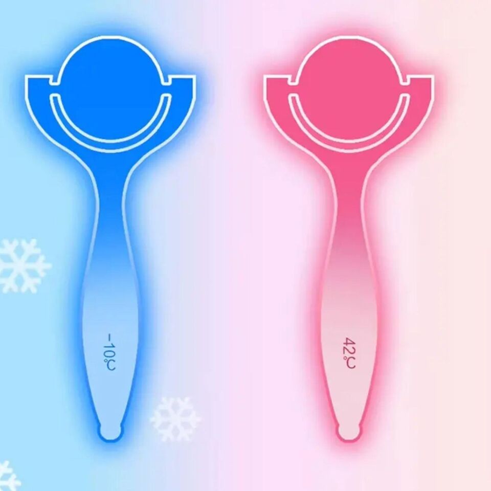 Face Yoga İce Roller Sıcak ve Soğuk Gua Sha Yüz Masaj Silindiri Pembe Renk