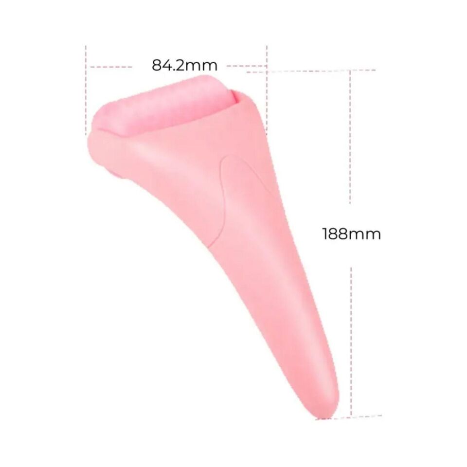Face Yoga Ice Roller Gua Sha Tırtıklı Yüz Masaj Aparatı Pembe Renk