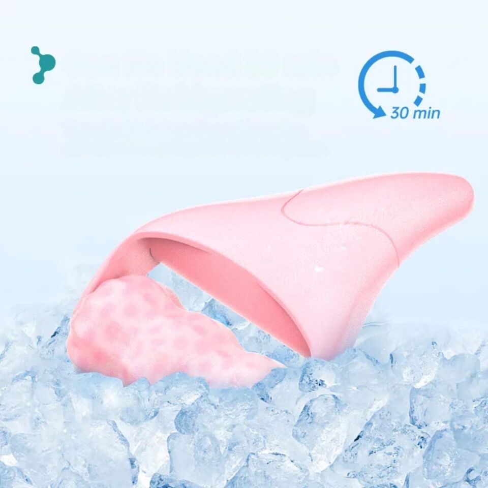 Face Yoga Ice Roller Gua Sha Tırtıklı Yüz Masaj Aparatı Pembe Renk