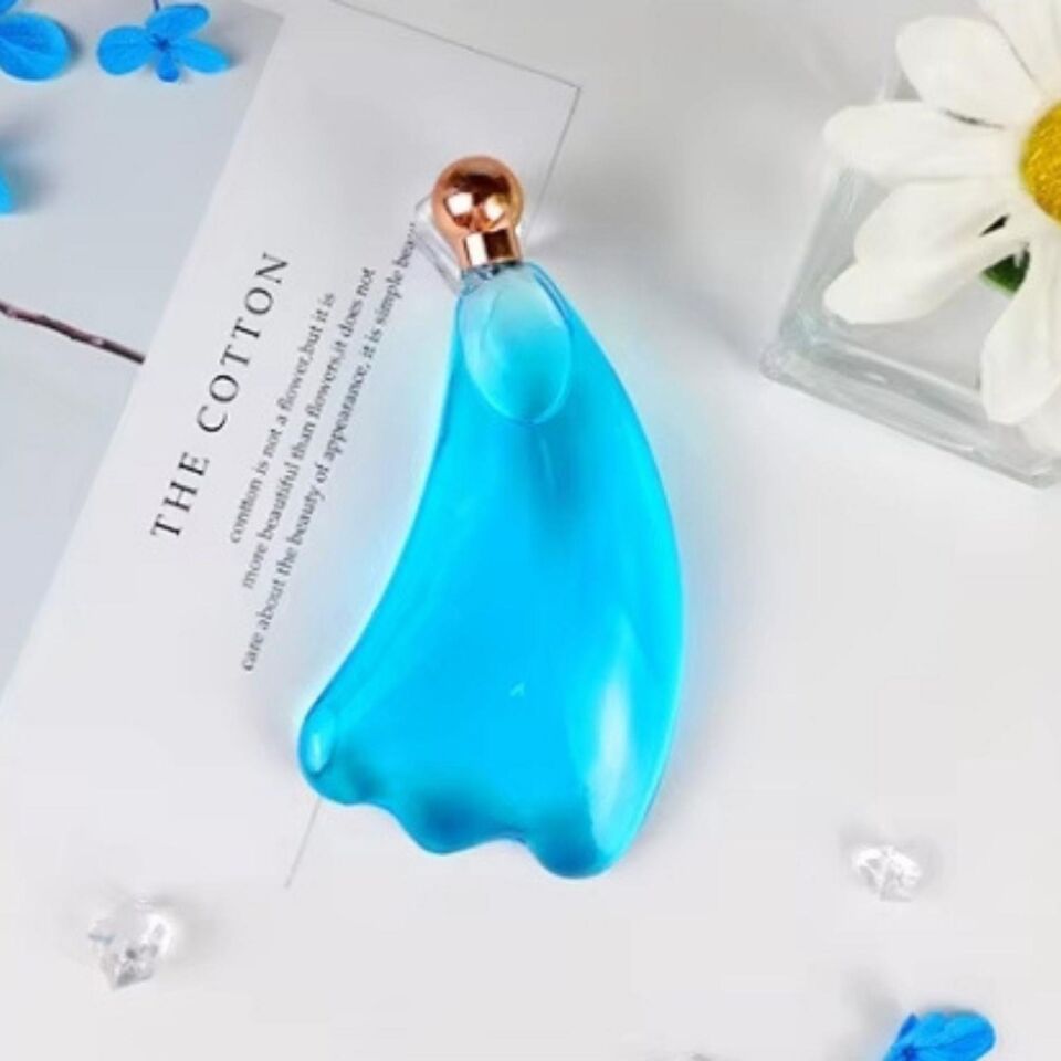 Face Yoga İce Roller Sıcak ve Soğuk Yüz Masaj Gua Sha Aparatı Mavi Renk