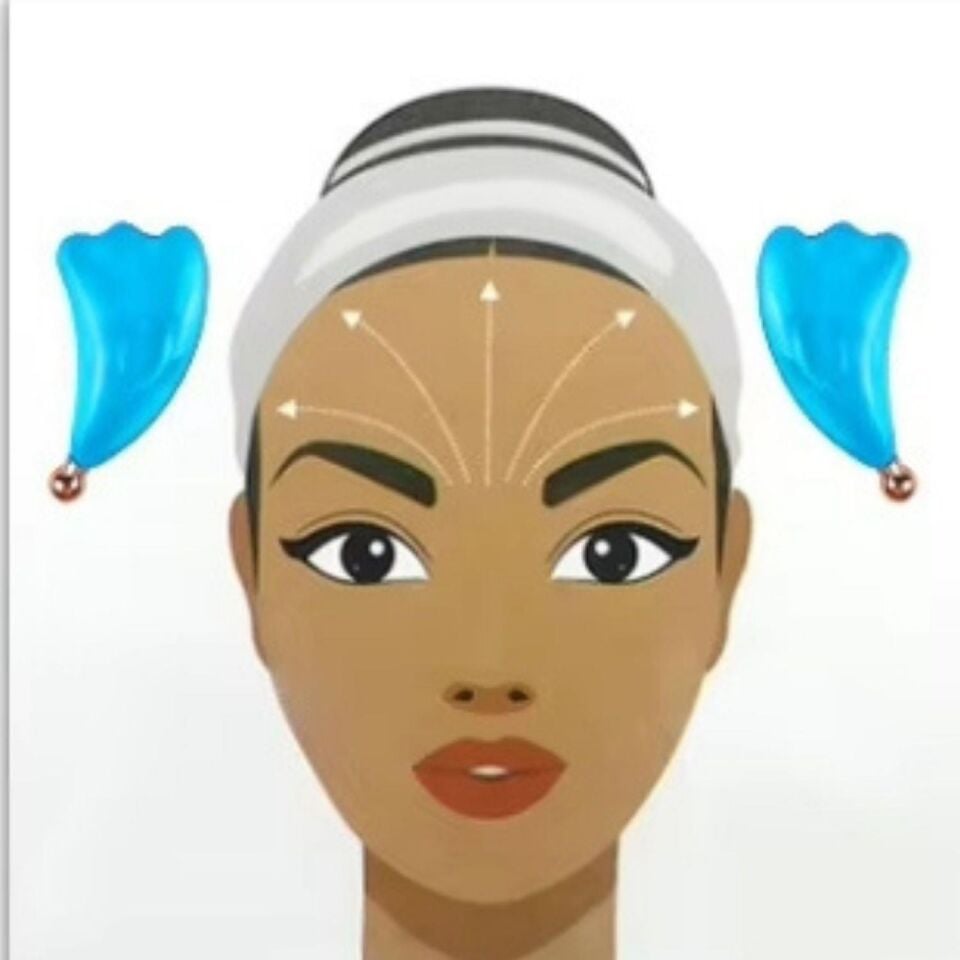 Face Yoga İce Roller Sıcak ve Soğuk Yüz Masaj Gua Sha Aparatı Mavi Renk