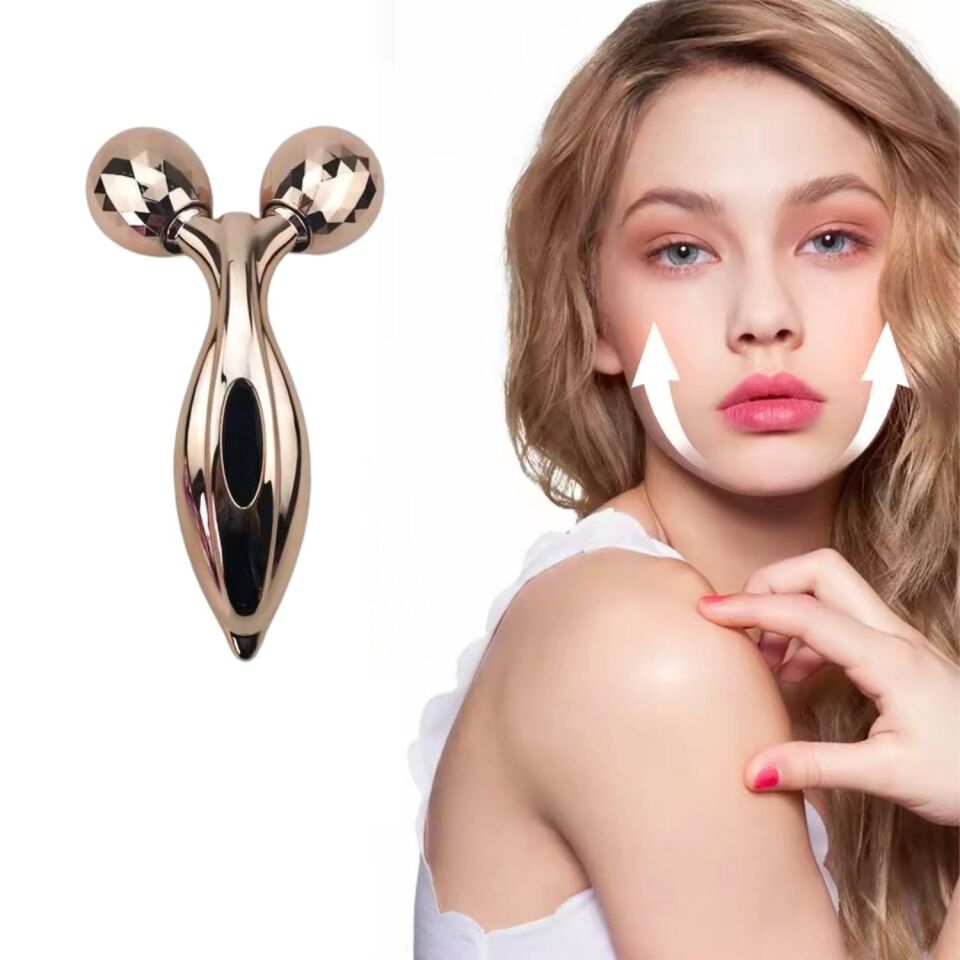 3D Yüz Masaj Aleti Cilt Sıkılaştırıcı Selülit Masaj Roller Gold Renk