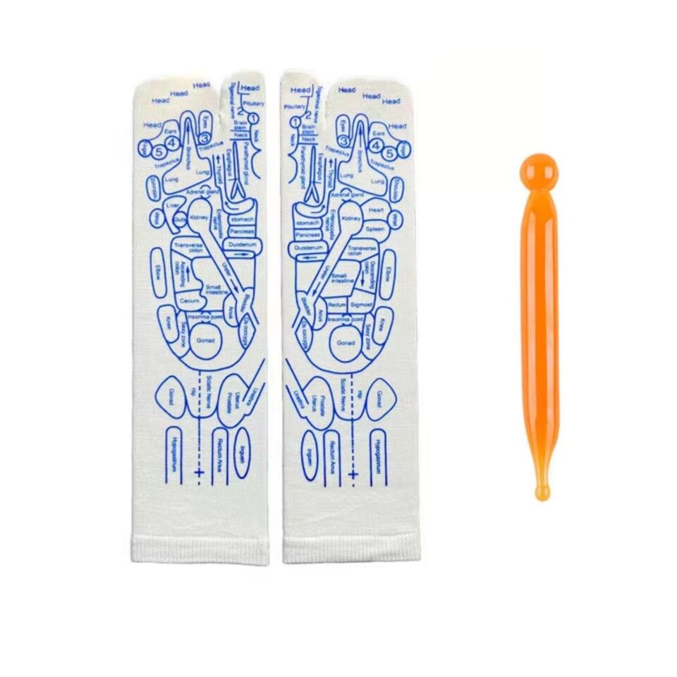 Ayak Refleksoloji Çorap Masaj  Seti (1 Çift Çorap ve 2 Adet Refleksoloji Çubuğu)