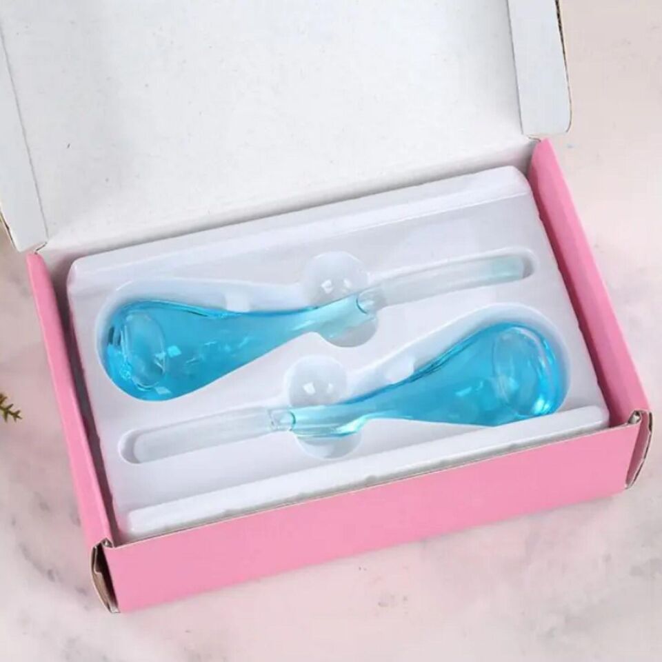 Face İce Roller Gua Sha Çiftli Yüz Buz Masaj Topu Mavi Renk