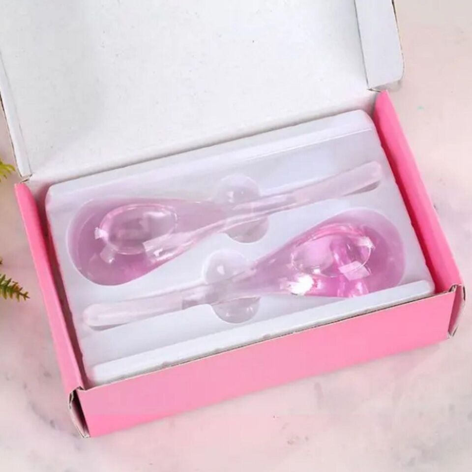 Face Yoga İce Roller Gua Sha Çiftli Yüz Buz Masaj Topu Pembe Renk