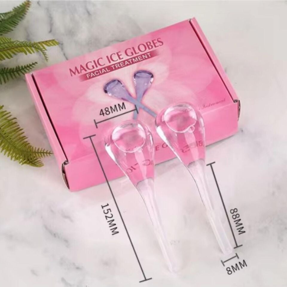 Face Yoga İce Roller Gua Sha Çiftli Yüz Buz Masaj Topu Pembe Renk