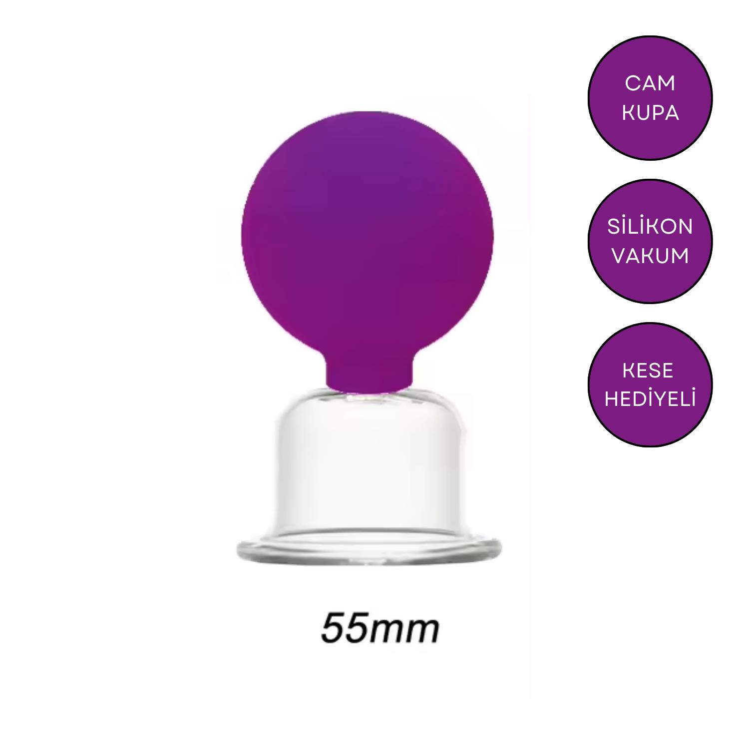 Silikon Vakumlu Boyun Bölgesi Kullanım İçin Cam Masaj Kupası No:4 Koyu Mor Renk