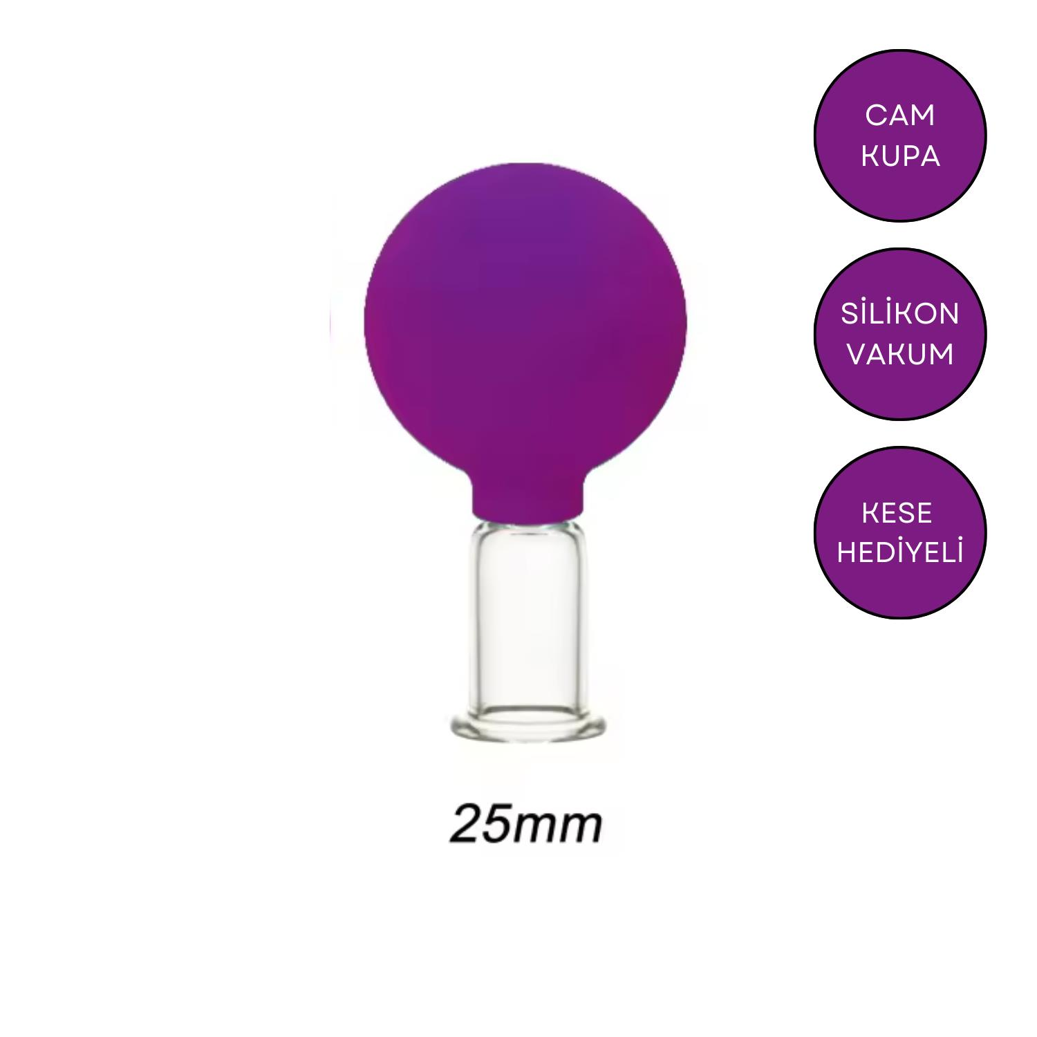 Silikon Vakumlu Yüz ve Boyun İçin Cam Masaj Kupası No:2 Koyu Mor Renk