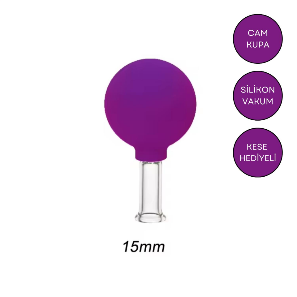 Silikon Vakumlu Göz ve Burun Çevresi Cam Masaj Kupası No:1 Koyu Mor Renk