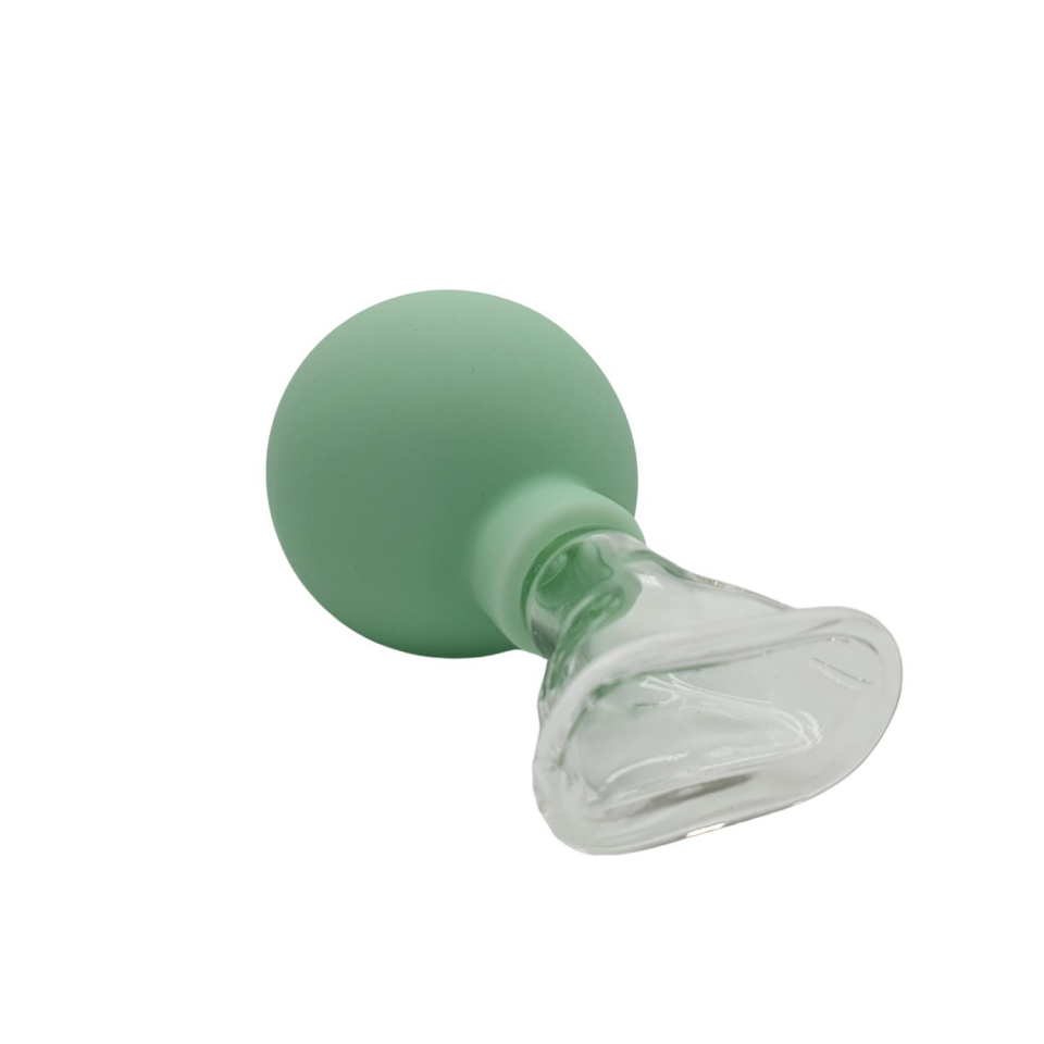Silikon Vakumlu Yüz Ve Gülümseme Çizgisi İçin Cam Masaj Kupası Açık Yeşil