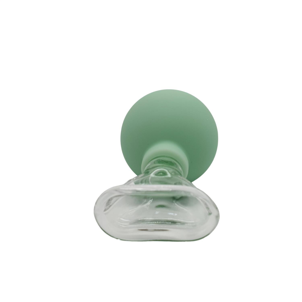 Silikon Vakumlu Yüz Ve Gülümseme Çizgisi İçin Cam Masaj Kupası Açık Yeşil