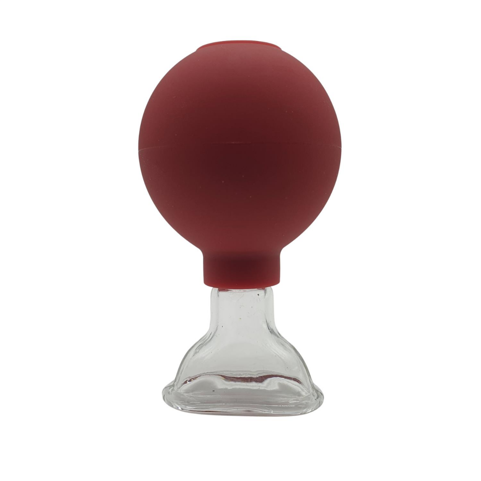 Silikon Vakumlu Yüz Ve Gülümseme Çizgisi İçin Cam Masaj Kupası Kırmızı Renk