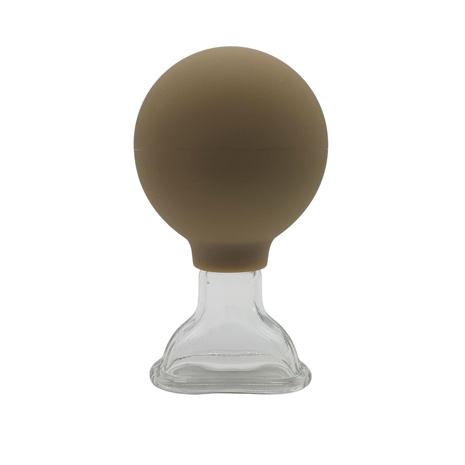 Silikon Vakumlu Yüz Ve Gülümseme Çizgisi İçin Cam Masaj Kupası Bej Renk