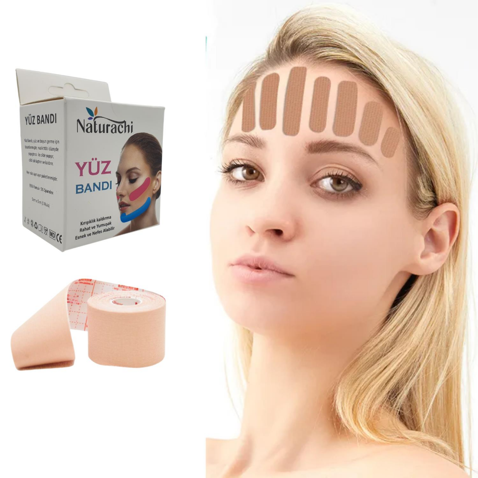 Beauty Tape Yüz Yogası İçin Face Tape Yüz Germe Bandı Bej Renk