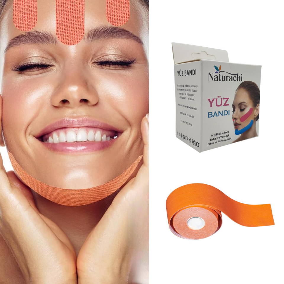 Beauty Tape Yüz Yogası İçin Face Tape Yüz Germe Bandı Turuncu Renk