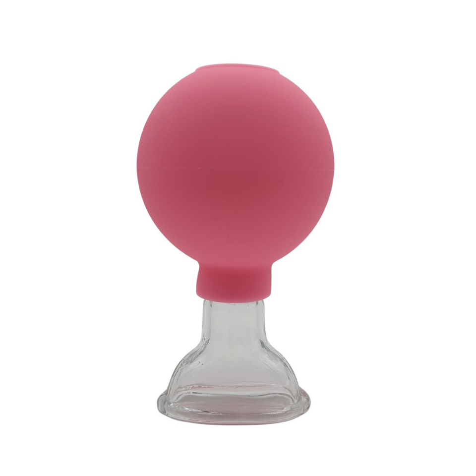 Silikon Vakumlu Cam Yüz Masaj Kupası 5’li Set Pembe Renk