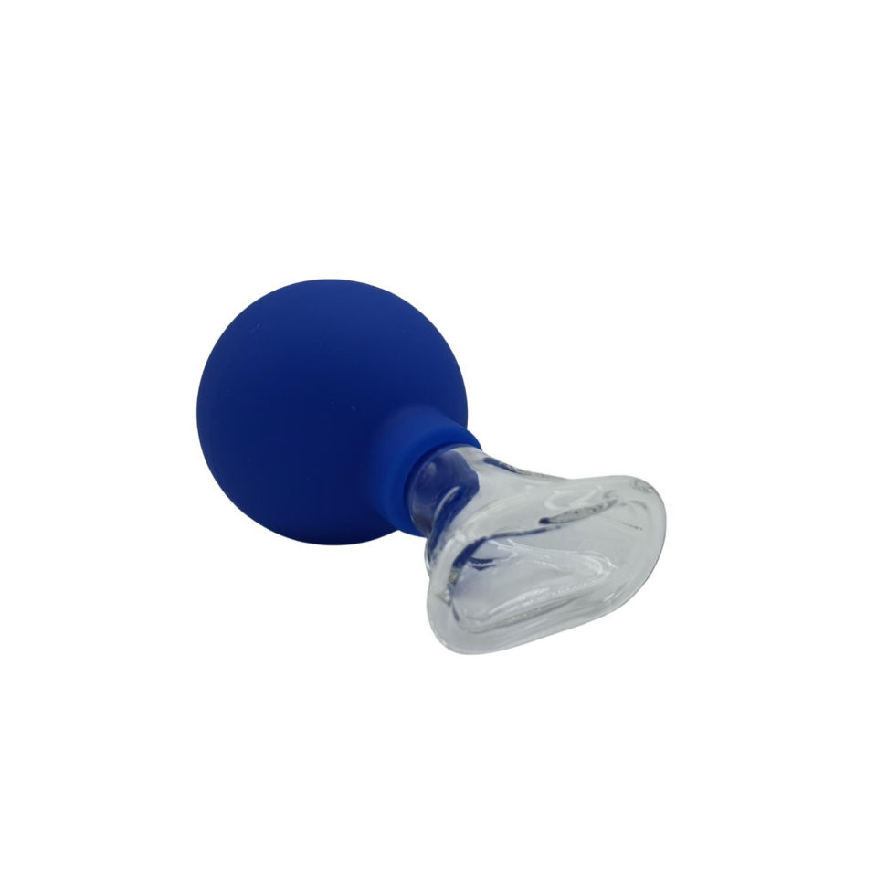 Silikon Vakumlu Cam Yüz Masaj Kupası 5’li Set Mavi Renk