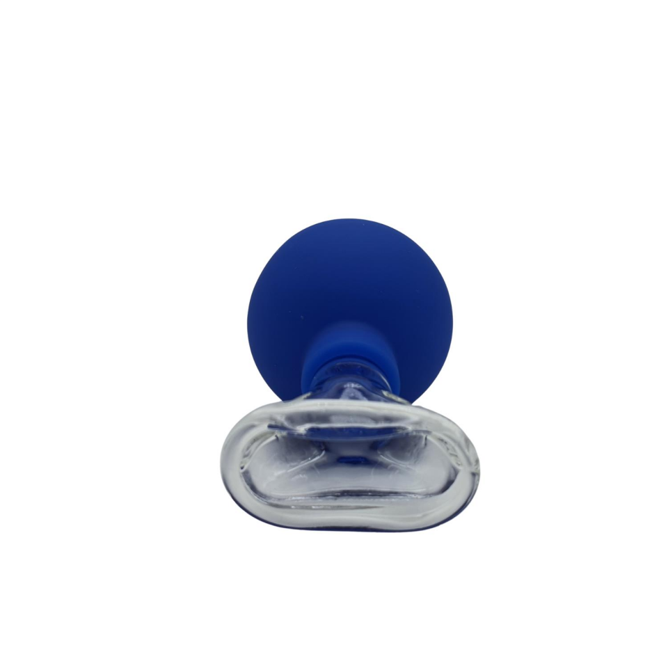 Silikon Vakumlu Cam Yüz Masaj Kupası 5’li Set Mavi Renk