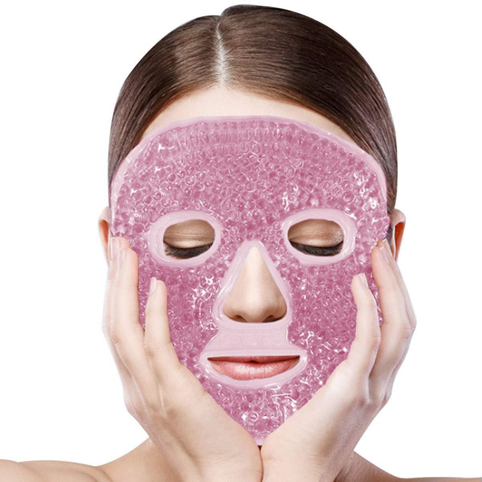Pembe Boncuklu Soğuk Sıcak Jel Yüz Maskesi Buz Rahatlatıcı Kozmetik Yüz Yogası Maske