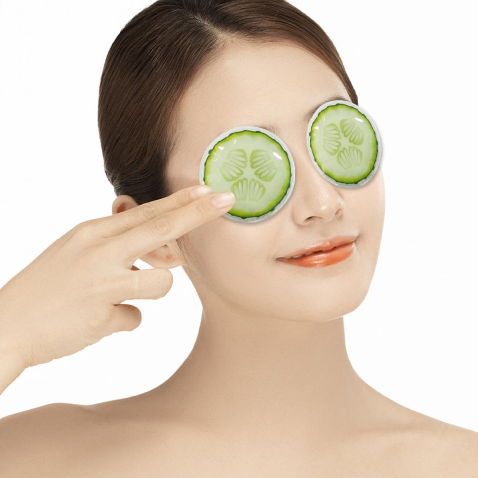 Salatalık Desenli Soğuk Sıcak Jel Göz Maskesi Buz Rahatlatıcı Kozmetik Yüz Yogası 2'li Maske